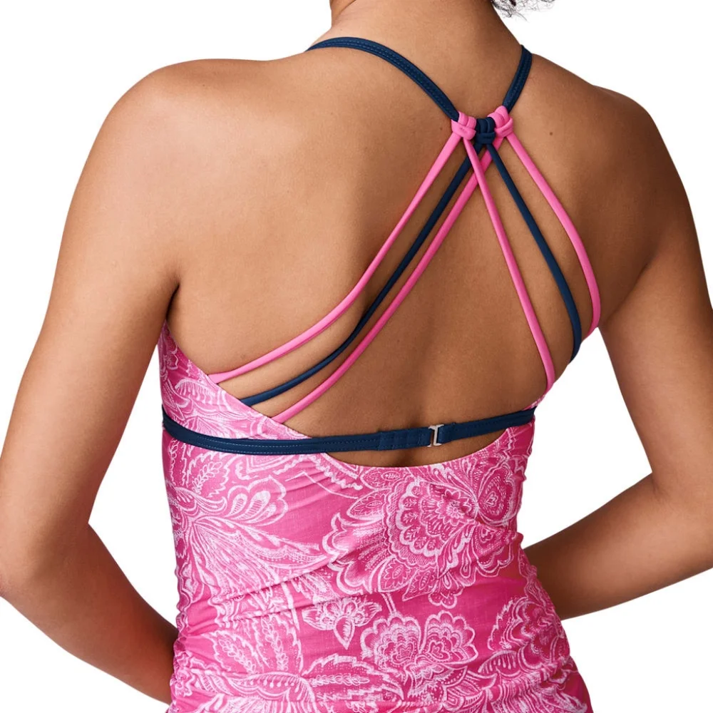 NWOT Free Country Triple Strap Tankini Swim Top - Coral Navy - Large - Picture 8 of 9